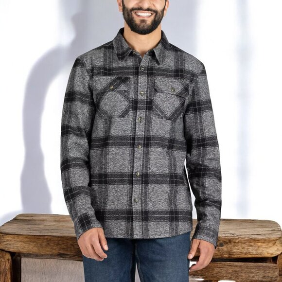 Colorado Clothing Men's Black Gray Plaid Flannel Button Down Shirt, XL - Picture 1 of 3